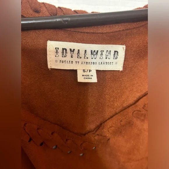 IDYLLWIND Fueled By Miranda Lambert NEW STRINGS FRINGE BROWN VEST Size Small - Picture 6 of 13